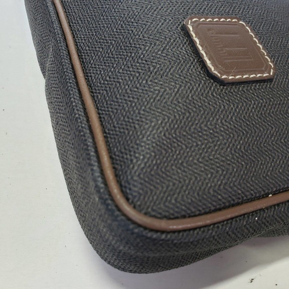Dunhill Wristlet Pouch Men's Bag Large 9x8 Brown Logo Designer Coated Canvas - Picture 10 of 11
